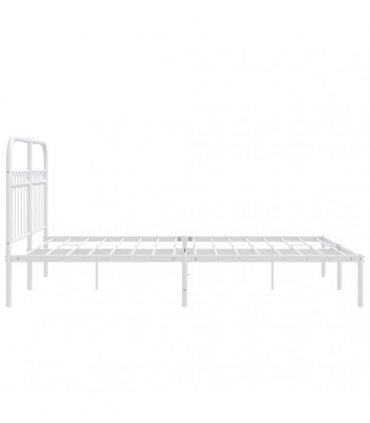 vidaXL Metal Bed Frame without Mattress with Headboard White 140x190cm — Size: 140 x 190 cm — V0671983938