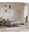 vidaXL Metal Bed Frame without Mattress with Footboard Whi — Size: 137 x 190 cm, Model: with headboard & footboard — V0671983940