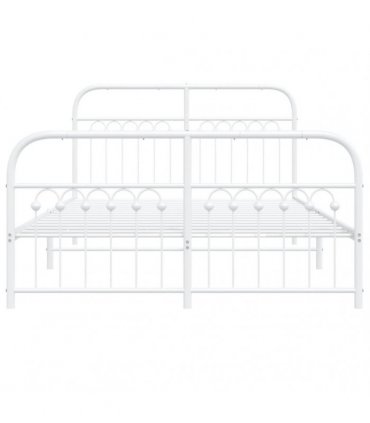 vidaXL Metal Bed Frame without Mattress with Footboard Whi — Size: 137 x 190 cm, Model: with headboard & footboard — V0671983940