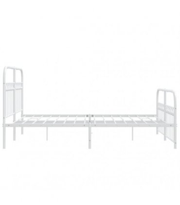 vidaXL Metal Bed Frame without Mattress with Footboard Whi — Size: 137 x 190 cm, Model: with headboard & footboard — V0671983940