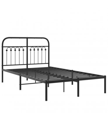 vidaXL Metal Bed Frame without Mattress with Headboard Black 120x200cm — Size: 120 x 200 cm — V0671983945