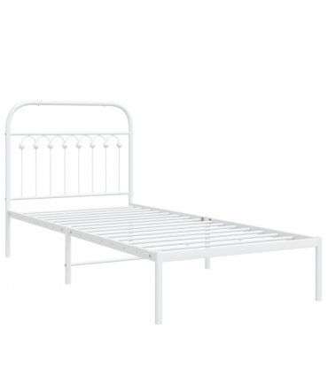vidaXL Metal Bed Frame without Mattress with Headboard White 90x190cm — Size: 90 x 190 cm — V0671983949