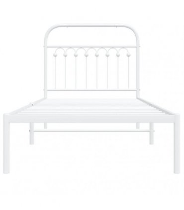 vidaXL Metal Bed Frame without Mattress with Headboard White 90x190cm — Size: 90 x 190 cm — V0671983949
