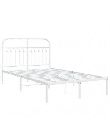 vidaXL Metal Bed Frame without Mattress with Headboard White 120x200cm — Size: 120 x 200 cm — V0671983973