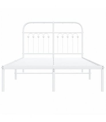 vidaXL Metal Bed Frame without Mattress with Headboard White 120x200cm — Size: 120 x 200 cm — V0671983973