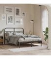 vidaXL Metal Bed Frame without Mattress with Headboard Black 140x190cm — Size: 140 x 190 cm — V0671983978
