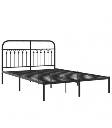 vidaXL Metal Bed Frame without Mattress with Headboard Black 140x190cm — Size: 140 x 190 cm — V0671983978
