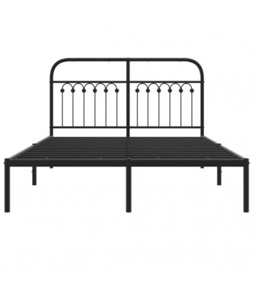 vidaXL Metal Bed Frame without Mattress with Headboard Black 140x190cm — Size: 140 x 190 cm — V0671983978