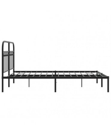 vidaXL Metal Bed Frame without Mattress with Headboard Black 140x190cm — Size: 140 x 190 cm — V0671983978