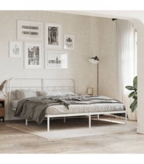 vidaXL Metal Bed Frame without Mattress with Headboard White 160x200cm — Size: 160 x 200 cm — V0671984001