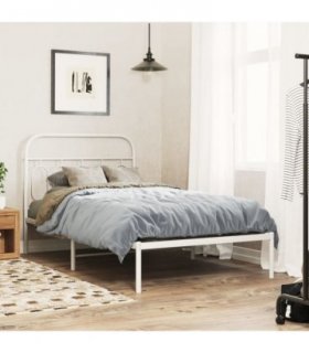 vidaXL Metal Bed Frame without Mattress with Headboard White 100x200cm — Size: 100 x 200 cm — V0671984009