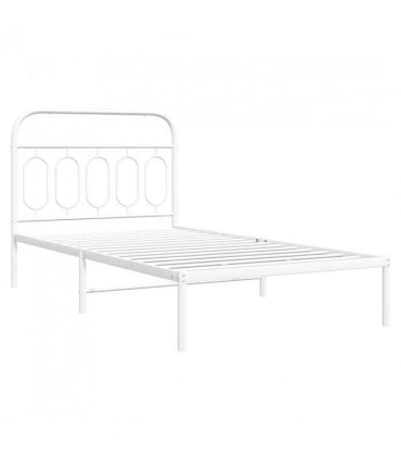 vidaXL Metal Bed Frame without Mattress with Headboard White 100x200cm — Size: 100 x 200 cm — V0671984009