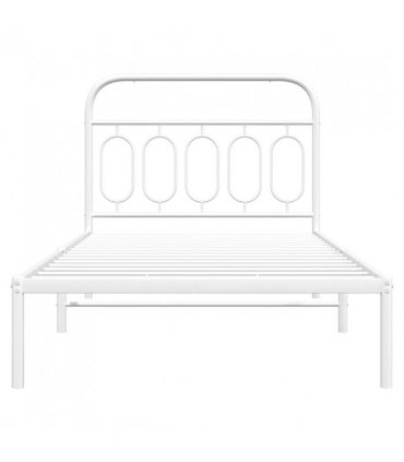 vidaXL Metal Bed Frame without Mattress with Headboard White 100x200cm — Size: 100 x 200 cm — V0671984009