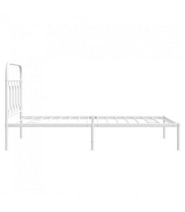 vidaXL Metal Bed Frame without Mattress with Headboard White 100x200cm — Size: 100 x 200 cm — V0671984009