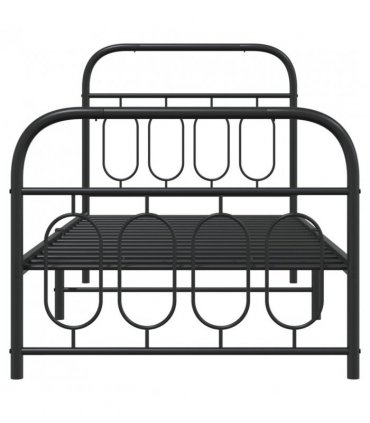 vidaXL Metal Bed Frame without Mattress with Footboard Blac — Size: 80 x 200 cm, Model: with headboard & footboard — V0671984010