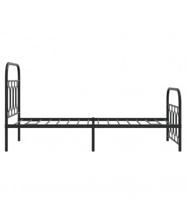 vidaXL Metal Bed Frame without Mattress with Footboard Blac — Size: 80 x 200 cm, Model: with headboard & footboard — V0671984010