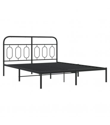 vidaXL Metal Bed Frame without Mattress with Headboard Black 140x190cm — Size: 140 x 190 cm — V0671984011