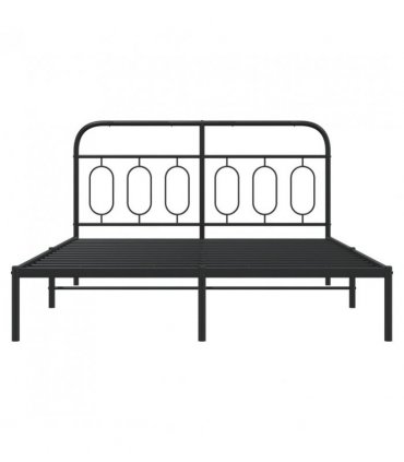 vidaXL Metal Bed Frame without Mattress with Headboard Black 140x190cm — Size: 140 x 190 cm — V0671984011