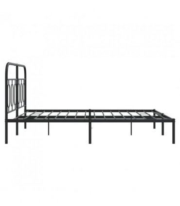 vidaXL Metal Bed Frame without Mattress with Headboard Black 140x190cm — Size: 140 x 190 cm — V0671984011