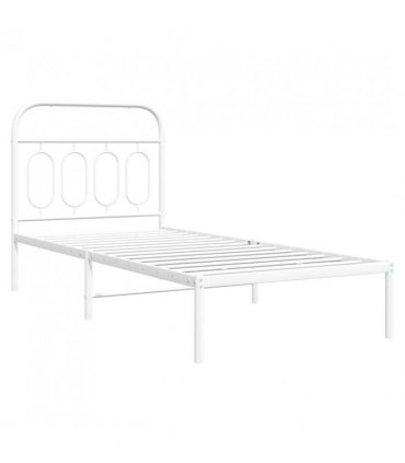 vidaXL Metal Bed Frame without Mattress with Headboard White 80x200cm — Size: 80 x 200 cm — V0671984013