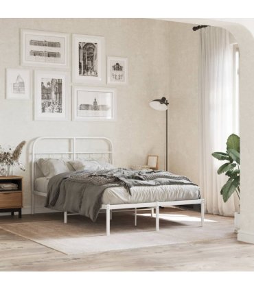 vidaXL Metal Bed Frame without Mattress with Headboard White 120x200cm — Size: 120 x 200 cm — V0671984015