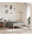 vidaXL Metal Bed Frame without Mattress with Headboard White 120x200cm — Size: 120 x 200 cm — V0671984015