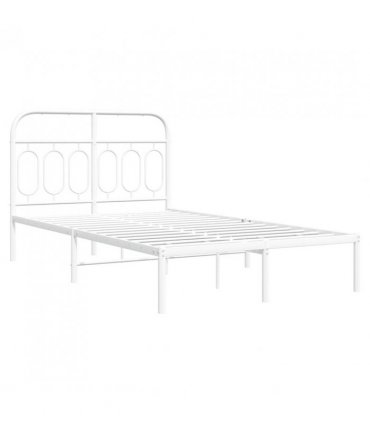 vidaXL Metal Bed Frame without Mattress with Headboard White 120x200cm — Size: 120 x 200 cm — V0671984015