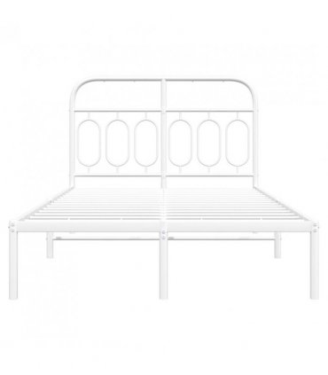 vidaXL Metal Bed Frame without Mattress with Headboard White 120x200cm — Size: 120 x 200 cm — V0671984015