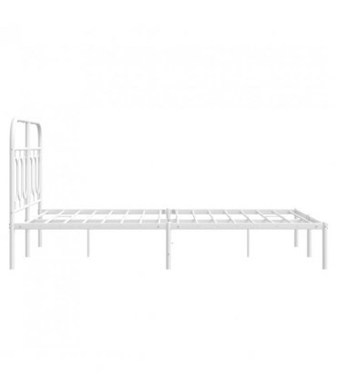 vidaXL Metal Bed Frame without Mattress with Headboard White 120x200cm — Size: 120 x 200 cm — V0671984015