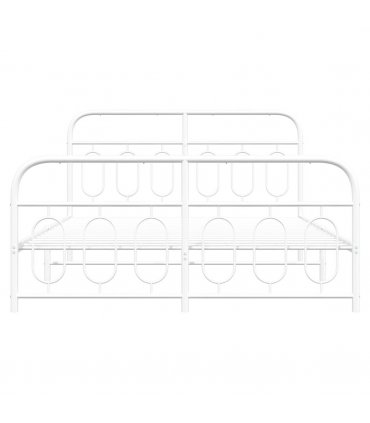 vidaXL Metal Bed Frame without Mattress with Footboard Whi — Size: 135 x 190 cm, Model: with headboard & footboard — V0671984021