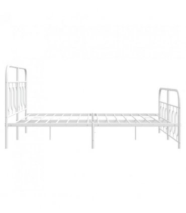 vidaXL Metal Bed Frame without Mattress with Footboard Whi — Size: 135 x 190 cm, Model: with headboard & footboard — V0671984021