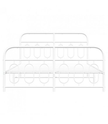 vidaXL Metal Bed Frame without Mattress with Footboard Whi — Size: 140 x 190 cm, Model: with headboard & footboard — V0671984022