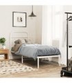 vidaXL Metal Bed Frame without Mattress with Headboard White 75x190cm — Size: 75 x 190 cm — V0671984023