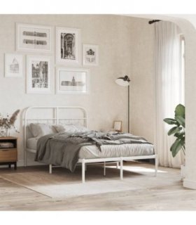 vidaXL Metal Bed Frame without Mattress with Headboard White 120x190cm — Size: 120 x 190 cm — V0671984044
