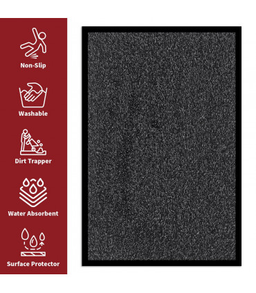 Barrier Mat Dark Grey 40x60cm Polypropylene Fibres Water Absorbent Non-Slip