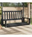 vidaXL Garden Swing Bench with Metal Chains Black Solid Wood Fir — Size: 115 x 65 x 63 cm
