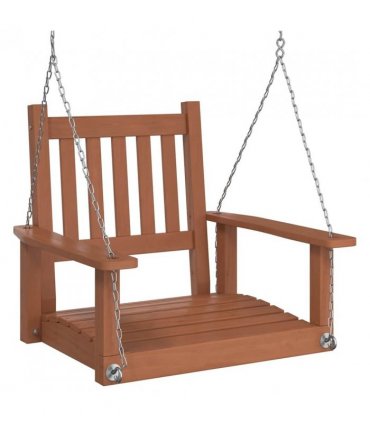 vidaXL Garden Swing Chair with Metal Chains Brown Solid Wood Fir — Size: 73.5 x 65 x 63 cm