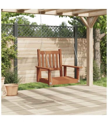 vidaXL Garden Swing Chair with Metal Chains Brown Solid Wood Fir — Size: 73.5 x 65 x 63 cm