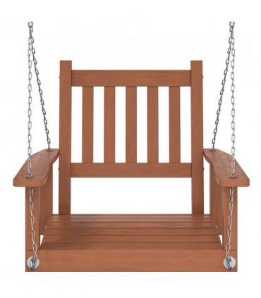 vidaXL Garden Swing Chair with Metal Chains Brown Solid Wood Fir — Size: 73.5 x 65 x 63 cm