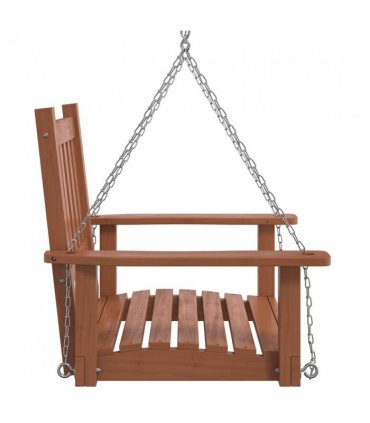 vidaXL Garden Swing Chair with Metal Chains Brown Solid Wood Fir — Size: 73.5 x 65 x 63 cm