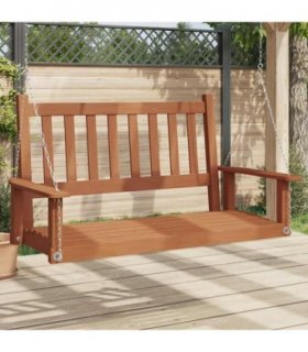 vidaXL Garden Swing Bench with Metal Chains Brown Solid Wood Fir — Size: 115 x 65 x 63 cm
