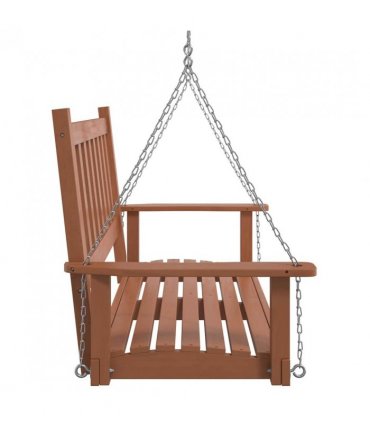 vidaXL Garden Swing Bench with Metal Chains Brown Solid Wood Fir — Size: 115 x 65 x 63 cm