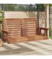 vidaXL Garden Swing Bench with Metal Chains Brown Solid Wood Fir — Size: 122.5 x 63 x 56 cm