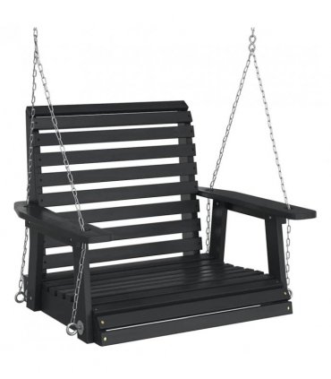 vidaXL Garden Swing Chair with Metal Chains Black Solid Wood Fir — Size: 72 x 63 x 56 cm