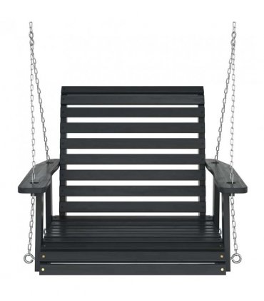 vidaXL Garden Swing Chair with Metal Chains Black Solid Wood Fir — Size: 72 x 63 x 56 cm