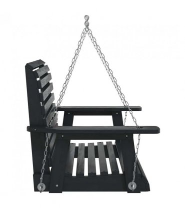 vidaXL Garden Swing Chair with Metal Chains Black Solid Wood Fir — Size: 72 x 63 x 56 cm