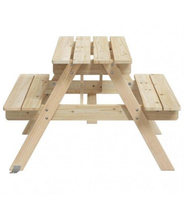 vidaXL Picnic Table for 4 Kids with Umbrella Hole Solid Wood Fir — Colour: natural