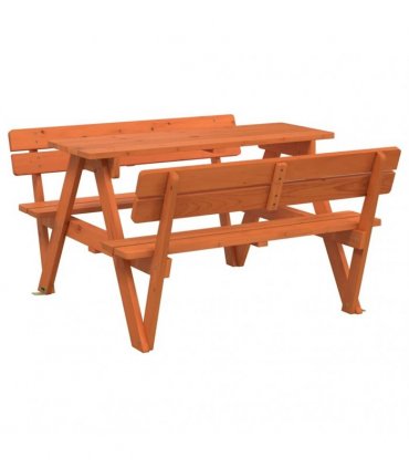 vidaXL Picnic Table for 4 Kids with Umbrella Hole Solid Wood Fir — Colour: dark brown — V0671984360