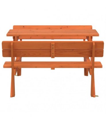 vidaXL Picnic Table for 4 Kids with Umbrella Hole Solid Wood Fir — Colour: dark brown — V0671984360