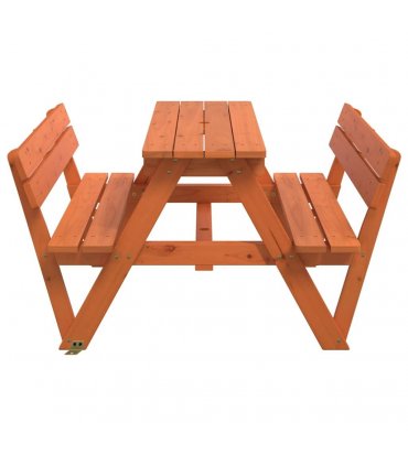 vidaXL Picnic Table for 4 Kids with Umbrella Hole Solid Wood Fir — Colour: dark brown — V0671984360